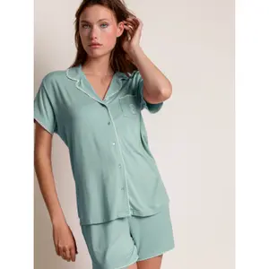 Short Sleeve Pajama Top and Shorts Women Admas Classic Summer image-2