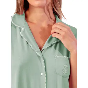 Short Sleeve Pajama Top and Shorts Women Admas Classic Summer image-3