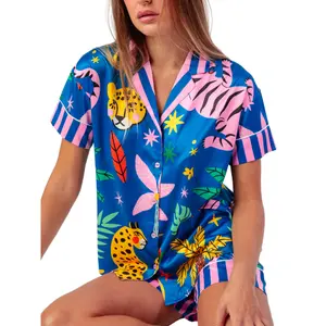 Pyjamaset med topp och shorts dam Admas Luxe Sauvage image-2