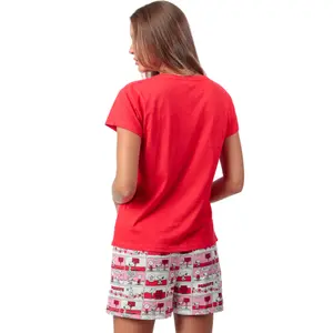 Pyjamaset T-shirt och shorts för dam Admas Love Valentines Peanuts image-1