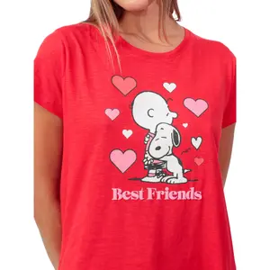 Pyjamaset T-shirt och shorts för dam Admas Love Valentines Peanuts image-3