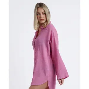 Robe chemise de praia de manga longa para mulher Admas image-1