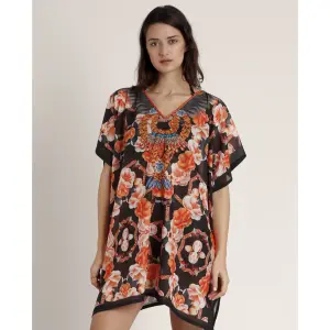 Orange floral caftan dress for women Admas image-1