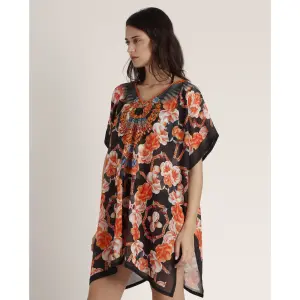 Orange floral caftan dress for women Admas image-2