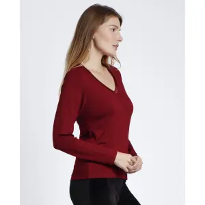 T-shirt en satin manches longues et col en V femme Admas image-1