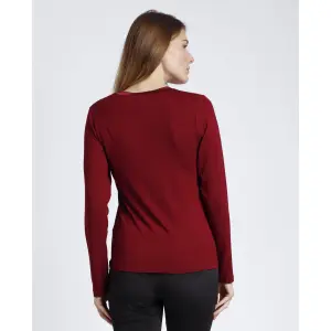 T-shirt en satin manches longues et col en V femme Admas image-2