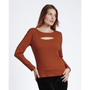 Camiseta de manga larga caliente con abertura acanalada para mujer Admas image-1