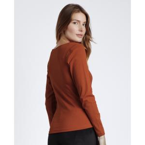 Camiseta de manga larga caliente con abertura acanalada para mujer Admas image-2