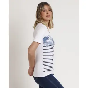 T-shirt à fleurs rayées femme Admas image-1