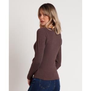 Ribbad romantisk t-shirt med lång ärm för kvinnor Admas image-2