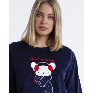 Långärmad pyjamas för kvinnor Admas Morning Mouse image-3