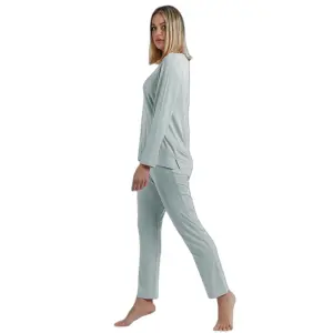 Pyjama manches longues en bande de satin femme Admas Classic image-1
