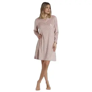 Velvet long-sleeved nightie for women Admas Classic Pico Dots Lace image-0