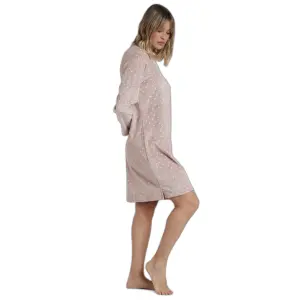 Velvet long-sleeved nightie for women Admas Classic Pico Dots Lace image-2