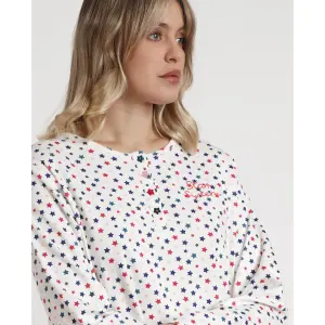 Long sleeve nightie with button placket for women Admas Star image-3