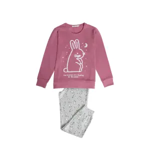 Girls' long-sleeve pyjamas Admas Bunnies On The Moon image-0