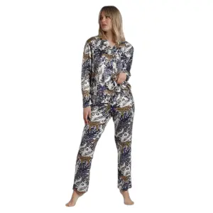 Öppen pyjamas med lång ärm för kvinnor Admas Luxury Leopard