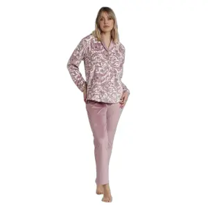 Velours lange mouw open pyjama voor dames Admas Classic