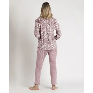 Velours lange mouw open pyjama voor dames Admas Classic image-2