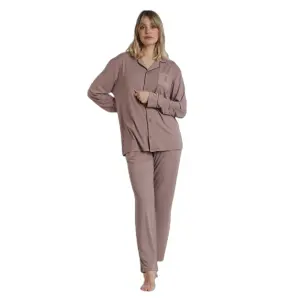 Langärmliger offener Pyjama für Frauen Admas Classic Soft Sleep image-0
