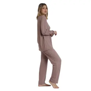 Langärmliger offener Pyjama für Frauen Admas Classic Soft Sleep image-1