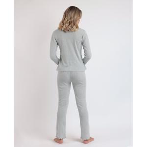 Pigiama a maniche lunghe con colletto a V a coste donna Admas Soft image-2