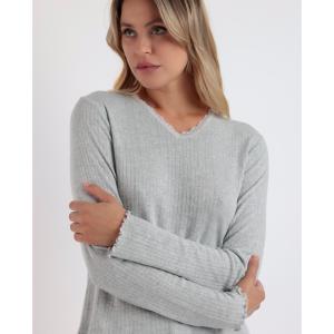 Pigiama a maniche lunghe con colletto a V a coste donna Admas Soft image-3