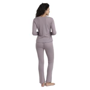 Pigiama a maniche lunghe con colletto a V a coste donna Admas Soft image-2