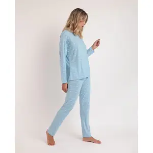 Långärmad pyjamas med V-ringning för dam Admas Classic Maternity Nubes image-2