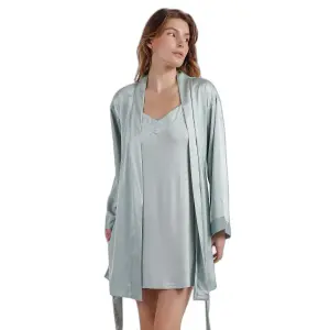 Long sleeve bathrobe with satin band for women Admas Classic image-1