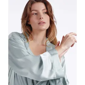 Long sleeve bathrobe with satin band for women Admas Classic image-4