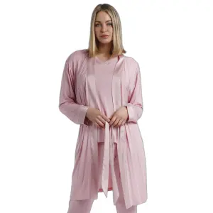 Long sleeve satin robe for women Admas Classic Bands image-0
