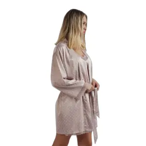 Long sleeve polka dot lace dressing gown for women Admas Classic image-1