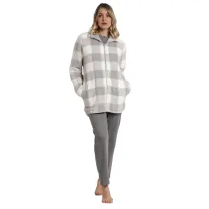 67164-0-000104-warmes-karomantel-fur-damen-mit-langen-armeln-admas-stay-at-home-vichy-grau-weiss