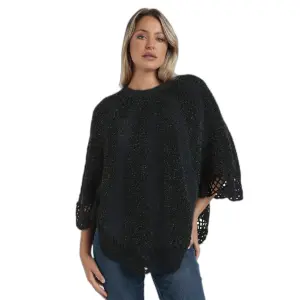 Knitted women's poncho Admas Liso Romantic image-0