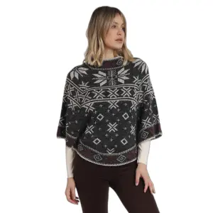 Poncho tricoté avec bordure de neige femme Admas image-0