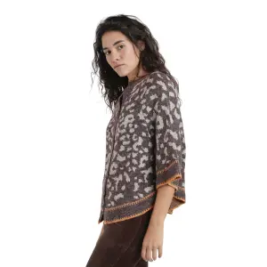 Women's open-button knitted poncho Admas image-1