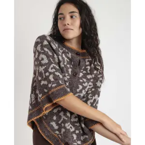 Women's open-button knitted poncho Admas image-3