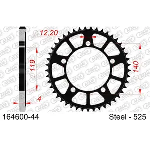 Rear steel motorcycle sprocket Afam 525 46 dents image-0