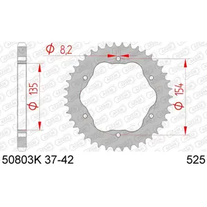 Rear steel motorcycle sprocket Afam 525 38 dents image-0