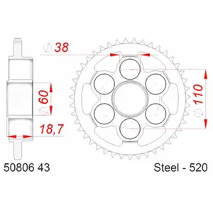 Motorcykelkrone i stål Afam 520 Ducati Supersport