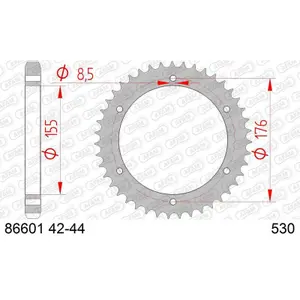 Rear steel motorcycle sprocket Afam 530 44 dents image-0