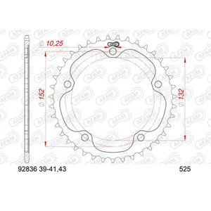 Rear steel motorcycle sprocket Afam 525 39 dents image-0