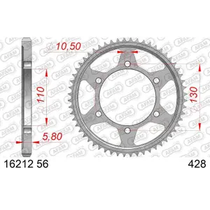 Rear steel motorcycle sprocket Afam 428 56 dents image-0
