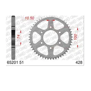Rear steel motorcycle sprocket Afam 520 51 dents image-0