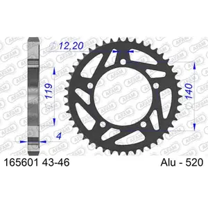 Rear aluminium motorcycle sprocket Afam 520 46 dents image-0