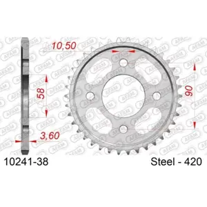 Rear steel motorcycle sprocket Afam 420 38 dents image-0