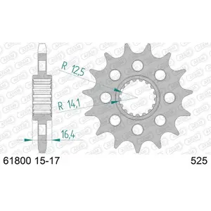 Front motorcycle sprocket with rubber noise reducer Afam 525 16 dents image-1
