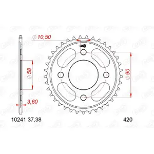 Rear steel motorcycle sprocket Afam 420 37 dents image-0