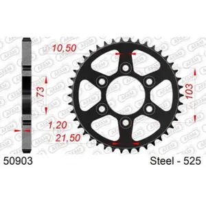 Couronne de moto standard en acier Afam 525 image-0